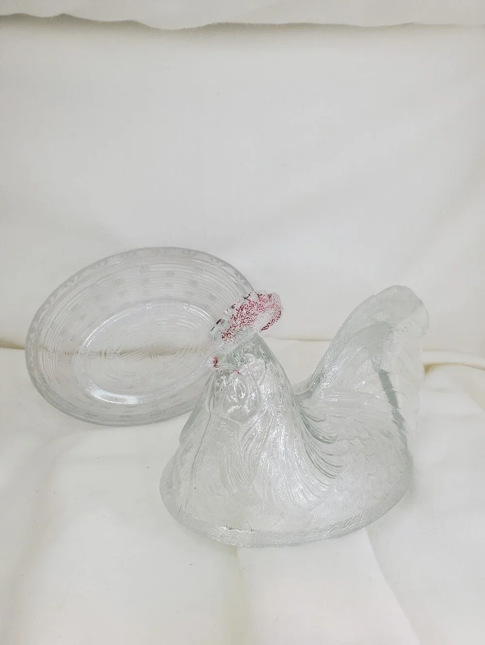 Westmoreland 1950s Glass Rooster on Nest Dish.